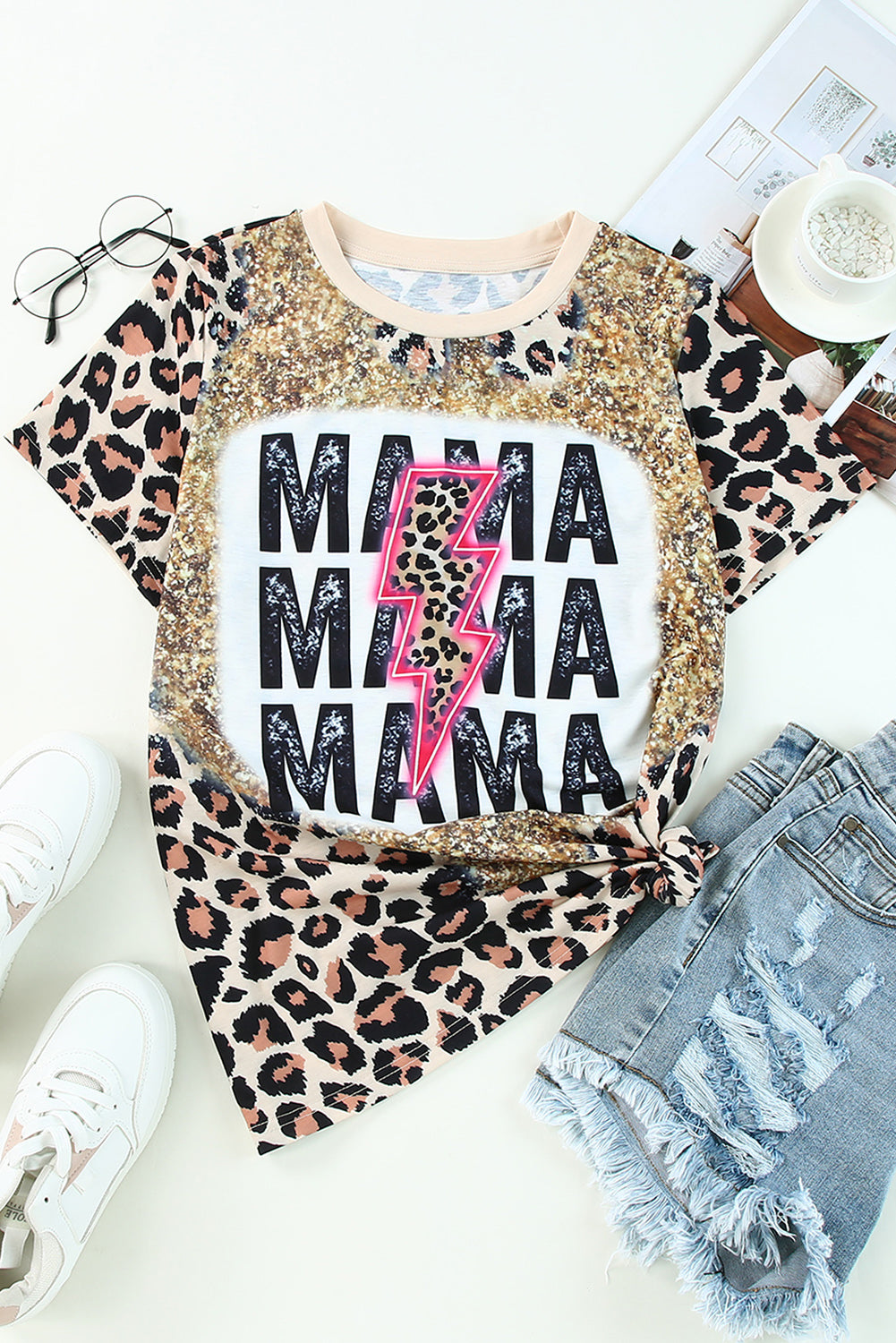 MAMA Lightning Leopard Print Women’s T-Shirt